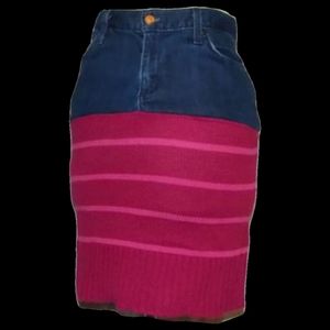 Denim Blue Jean and Sweater Pencil Skirt